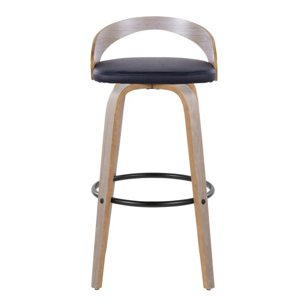Grotto 30 Contemporary Swivel Barstools Light GreyBlack Set of 2 9