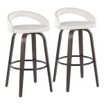 Grotto 30" Contemporary Walnut and White Swivel Barstools (Set of 2) 13 Grotto 30" Contemporary Walnut and White Swivel Barstools (Set of 2)