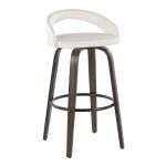 Grotto 30" Contemporary Walnut and White Swivel Barstools (Set of 2) 14 Grotto 30" Contemporary Walnut and White Swivel Barstools (Set of 2)