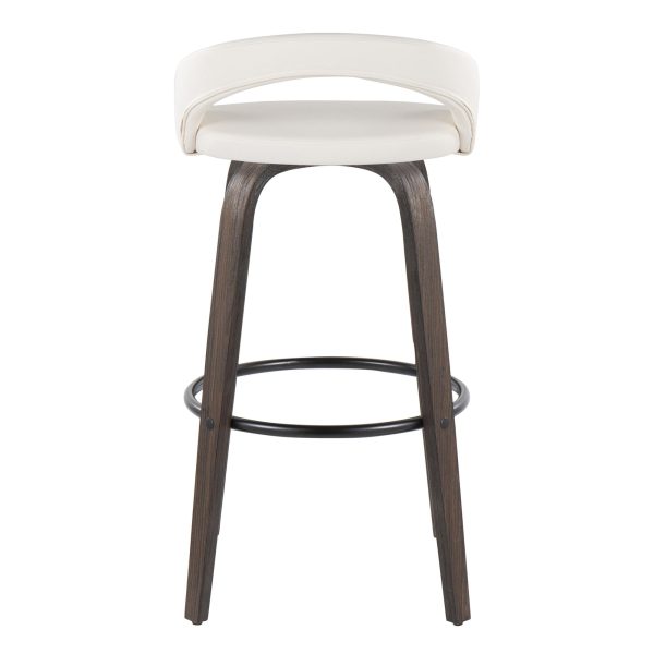 Grotto 30 Contemporary Walnut and White Swivel Barstools Set of 2 6