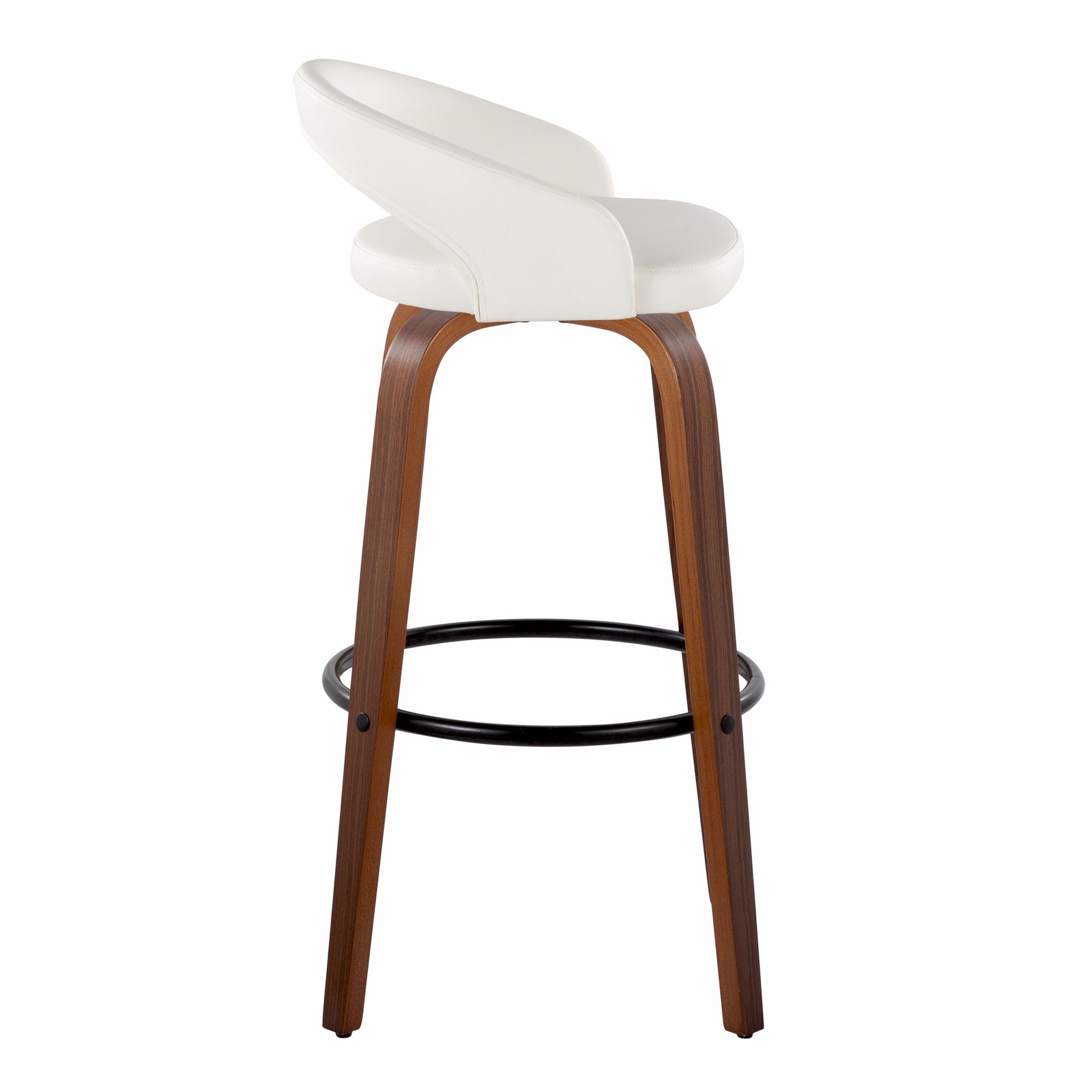 Grotto 30" Contemporary White Swivel Barstools Walnut Wood (Set of 2) 5 Grotto 30" Contemporary White Swivel Barstools Walnut Wood (Set of 2) - Image 5