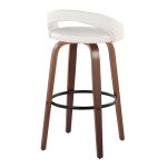 Grotto 30" Contemporary White Swivel Barstools Walnut Wood (Set of 2)
