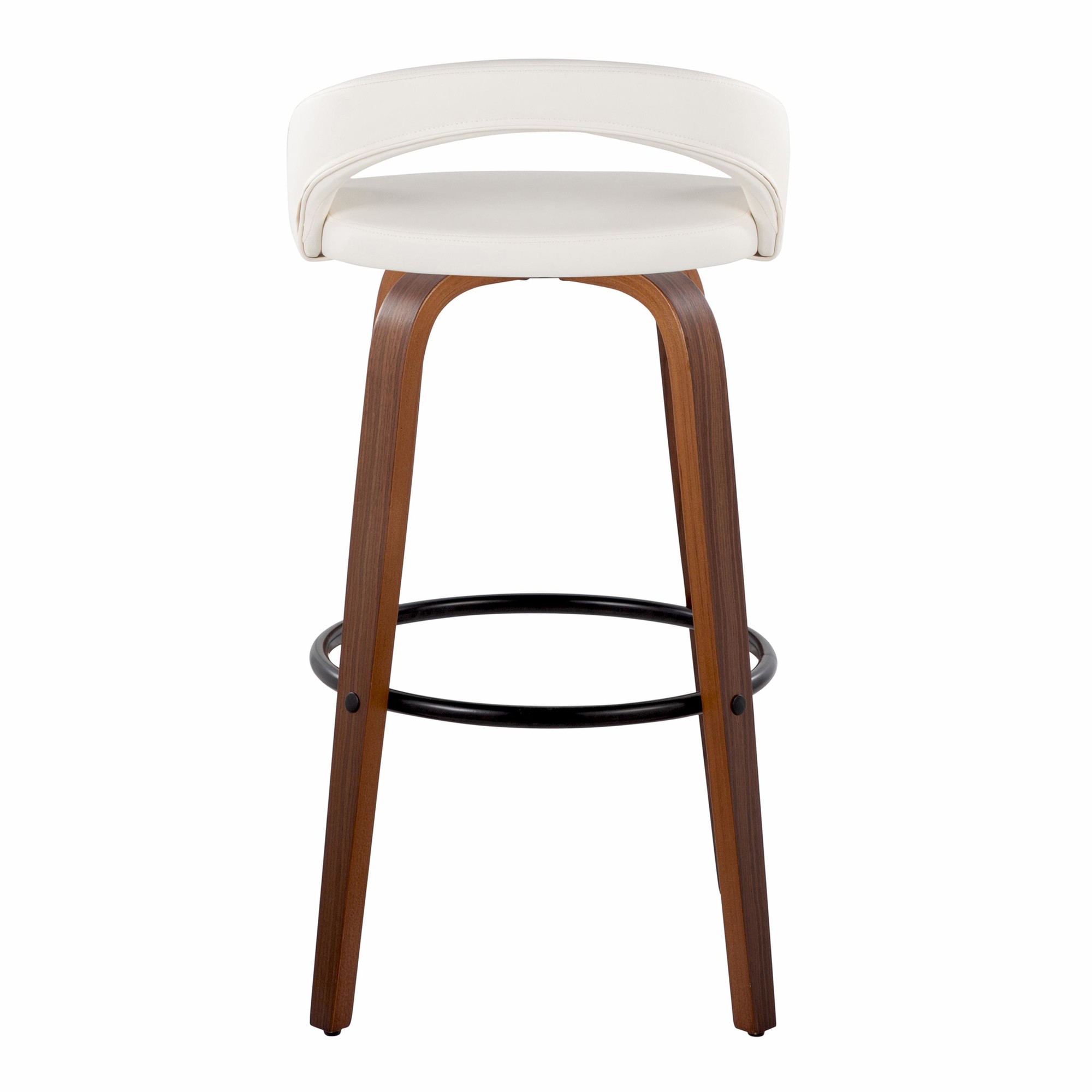 Grotto 30" Contemporary White Swivel Barstools Walnut Wood (Set of 2) 7 Grotto 30" Contemporary White Swivel Barstools Walnut Wood (Set of 2) - Image 7