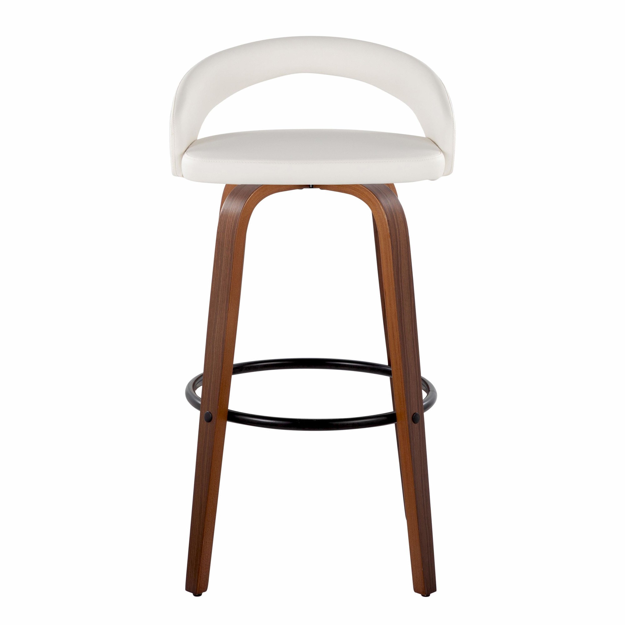 Grotto 30" Contemporary White Swivel Barstools Walnut Wood (Set of 2) 8 Grotto 30" Contemporary White Swivel Barstools Walnut Wood (Set of 2) - Image 8