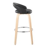 Grotto 30-Inch Black Faux Leather Contemporary Swivel Barstool (Set of 2)