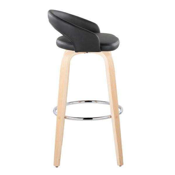 Grotto 30 Inch Black Faux Leather Contemporary Swivel Barstool Set of 2 2