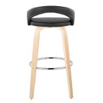 Grotto 30-Inch Black Faux Leather Contemporary Swivel Barstool (Set of 2)