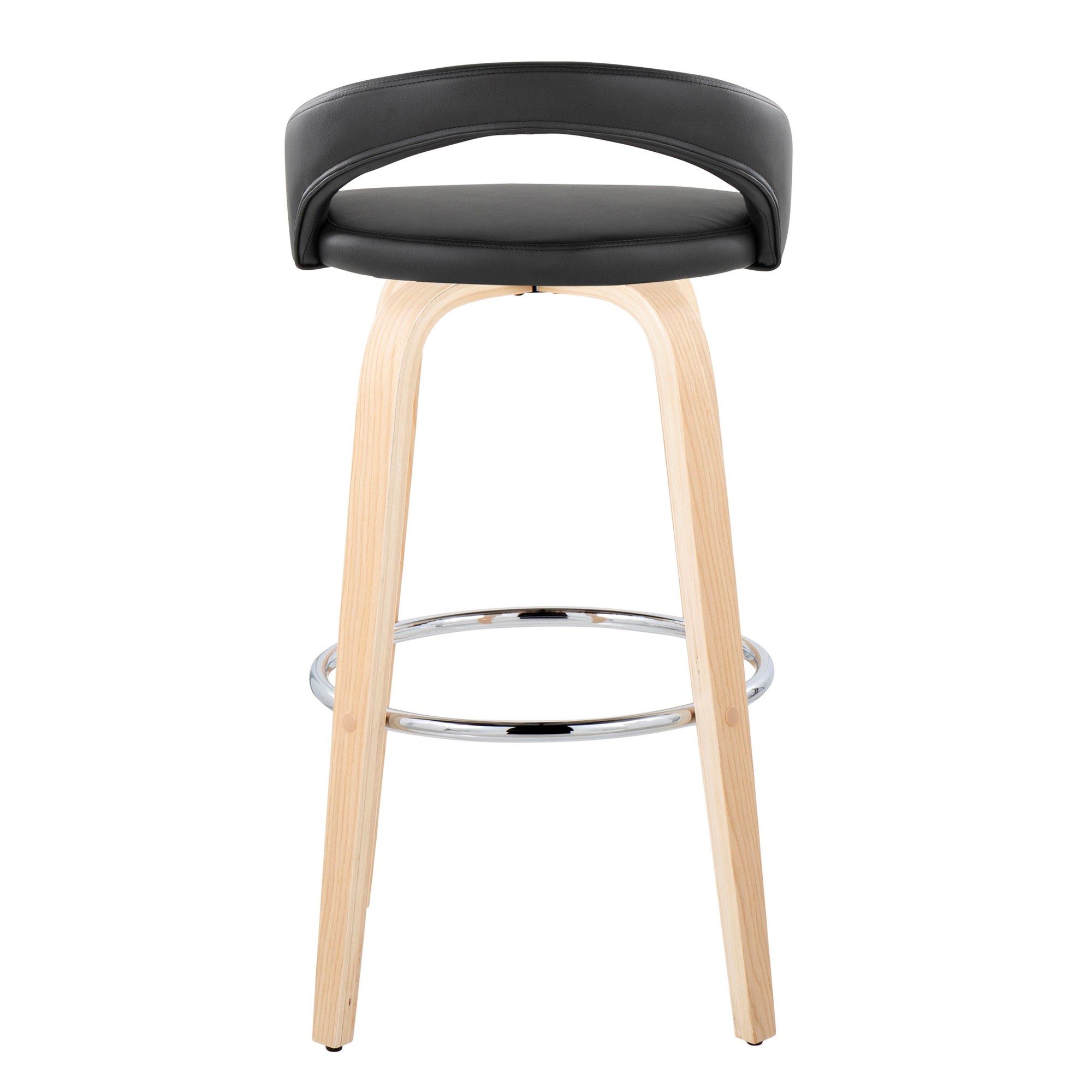 Grotto 30-Inch Black Faux Leather Contemporary Swivel Barstool (Set of 2) 5 Grotto 30-Inch Black Faux Leather Contemporary Swivel Barstool (Set of 2) - Image 5