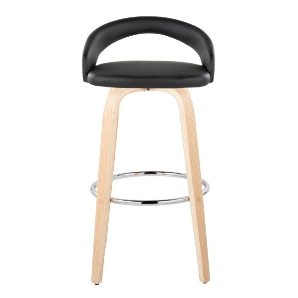 Grotto 30 Inch Black Faux Leather Contemporary Swivel Barstool Set of 2 5