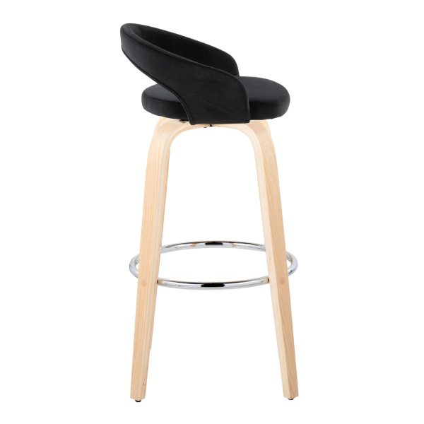 Grotto 30 Inch Contemporary Black Velvet Swivel Barstools Set of 2 2