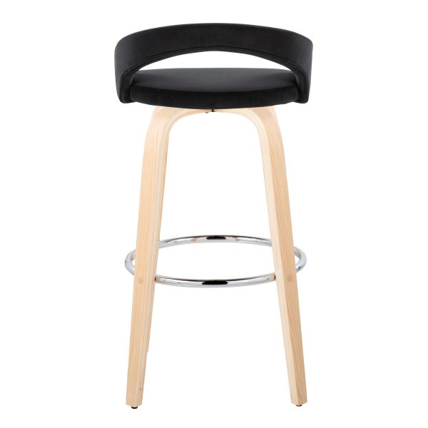 Grotto 30 Inch Contemporary Black Velvet Swivel Barstools Set of 2 4