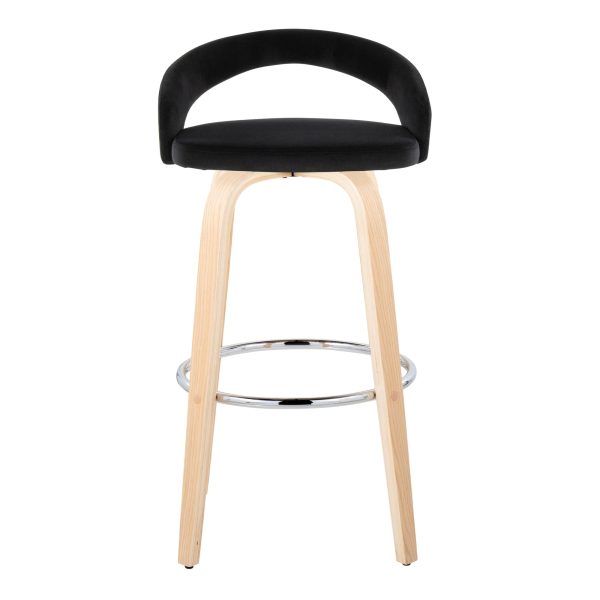 Grotto 30 Inch Contemporary Black Velvet Swivel Barstools Set of 2 5