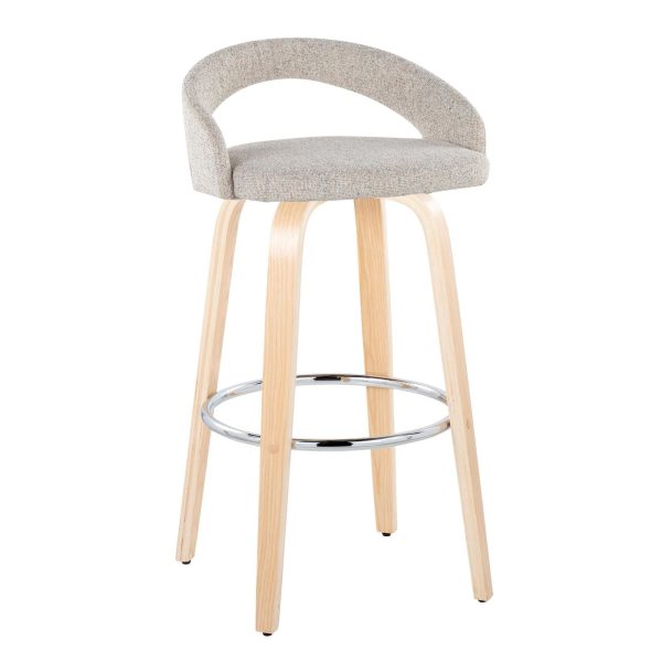 Grotto 30 Inch Contemporary Oat Swivel Barstools Set of 2 1
