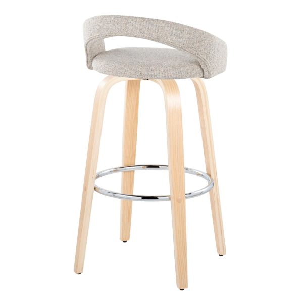 Grotto 30 Inch Contemporary Oat Swivel Barstools Set of 2 3