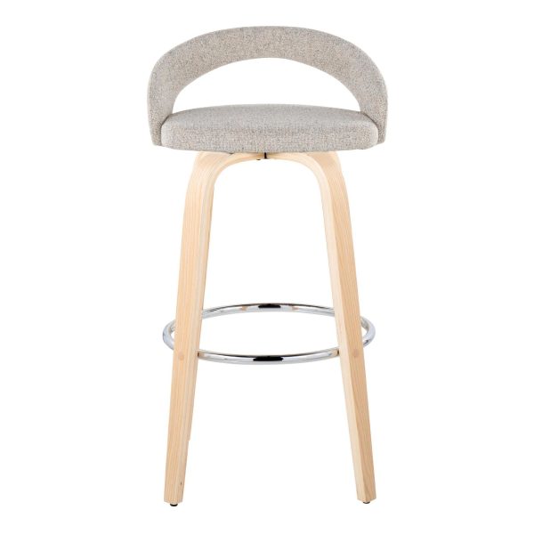 Grotto 30 Inch Contemporary Oat Swivel Barstools Set of 2 5