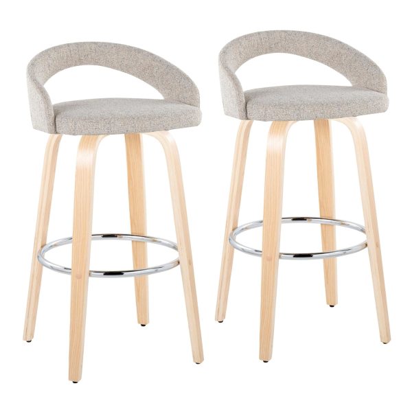 Grotto 30 Inch Contemporary Oat Swivel Barstools Set of 2