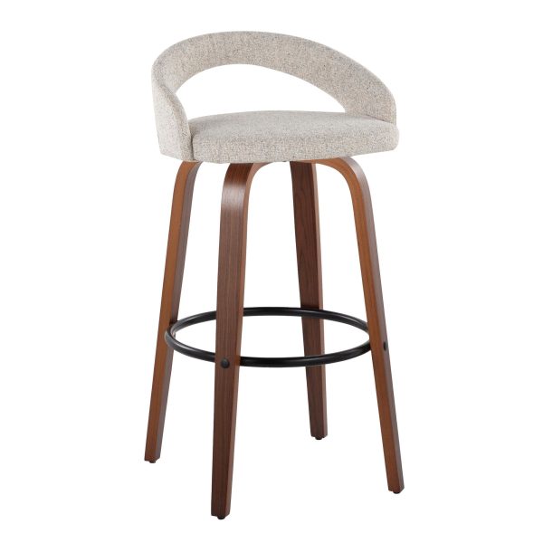 Grotto 30 Inch Contemporary Walnut Swivel Barstools Set of 2 1