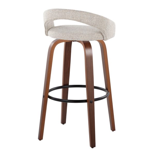 Grotto 30 Inch Contemporary Walnut Swivel Barstools Set of 2 3