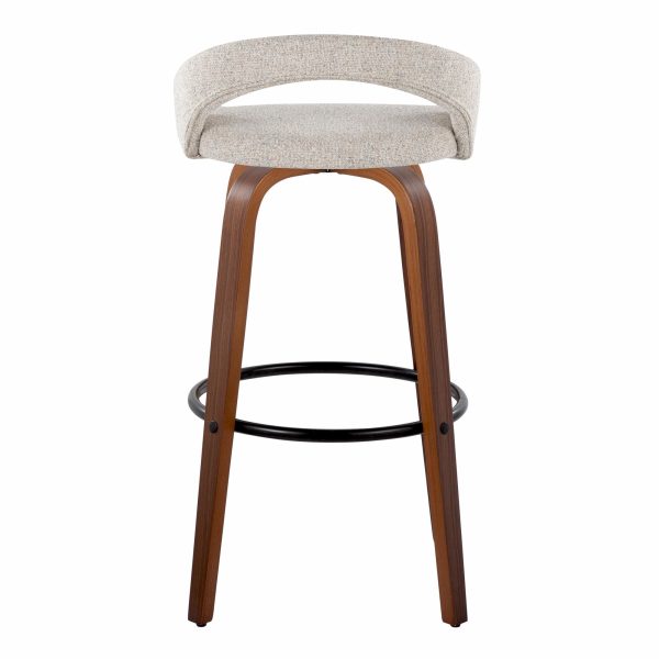 Grotto 30 Inch Contemporary Walnut Swivel Barstools Set of 2 4