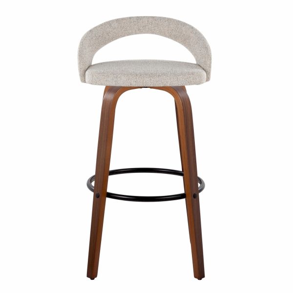Grotto 30 Inch Contemporary Walnut Swivel Barstools Set of 2 5