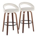 Grotto 30-Inch Contemporary Walnut Wood White Velvet Barstools (Set of 2) 13 Grotto 30-Inch Contemporary Walnut Wood White Velvet Barstools (Set of 2)
