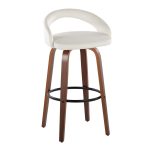 Grotto 30-Inch Contemporary Walnut Wood White Velvet Barstools (Set of 2) 14 Grotto 30-Inch Contemporary Walnut Wood White Velvet Barstools (Set of 2)