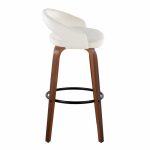 Grotto 30-Inch Contemporary Walnut Wood White Velvet Barstools (Set of 2) 15 Grotto 30-Inch Contemporary Walnut Wood White Velvet Barstools (Set of 2)