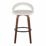 Grotto 30-Inch Contemporary Walnut Wood White Velvet Barstools (Set of 2) 18 Grotto 30-Inch Contemporary Walnut Wood White Velvet Barstools (Set of 2)