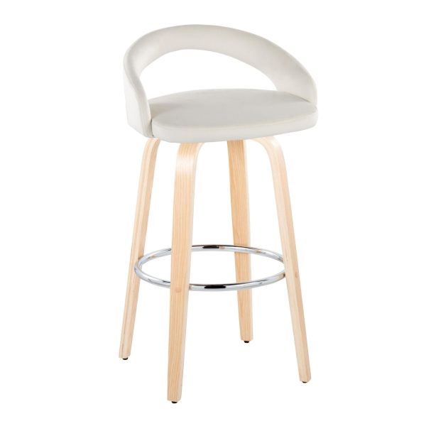 Grotto 30 Inch Contemporary White Velvet Swivel Barstools Set of 2 3