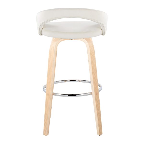 Grotto 30 Inch Contemporary White Velvet Swivel Barstools Set of 2 6