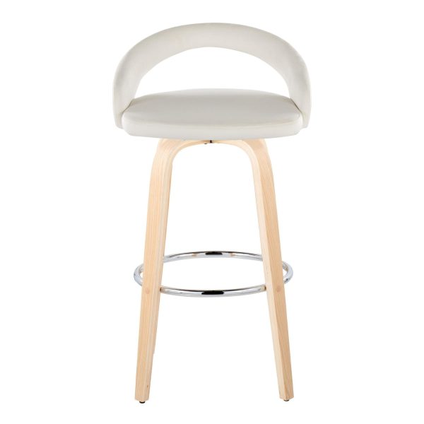 Grotto 30 Inch Contemporary White Velvet Swivel Barstools Set of 2 7