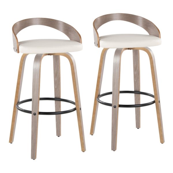 Grotto 30 Inch Light Grey Contemporary Swivel Barstools Set of 2 2