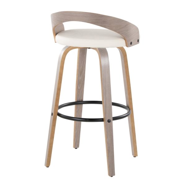 Grotto 30 Inch Light Grey Contemporary Swivel Barstools Set of 2 5