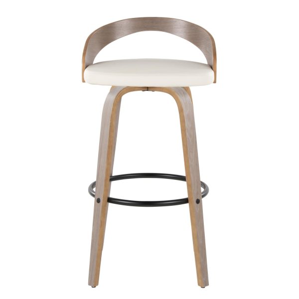 Grotto 30 Inch Light Grey Contemporary Swivel Barstools Set of 2 7