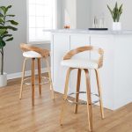 Grotto 30-Inch Mid-Century Modern Zebra Wood Swivel Barstools (Set of 2) 12 Grotto 30-Inch Mid-Century Modern Zebra Wood Swivel Barstools (Set of 2)