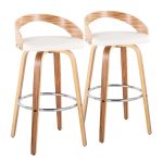 Grotto 30-Inch Mid-Century Modern Zebra Wood Swivel Barstools (Set of 2) 16 Grotto 30-Inch Mid-Century Modern Zebra Wood Swivel Barstools (Set of 2)