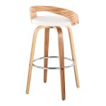 Grotto 30-Inch Mid-Century Modern Zebra Wood Swivel Barstools (Set of 2) 19 Grotto 30-Inch Mid-Century Modern Zebra Wood Swivel Barstools (Set of 2)