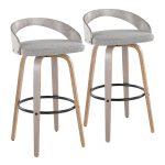 Grotto 30 Light Grey Contemporary Swivel Barstools (Set of 2)