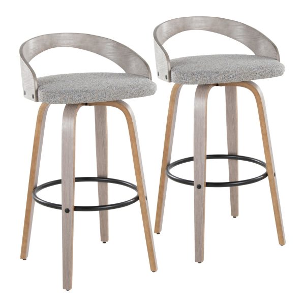Grotto 30 Light Grey Contemporary Swivel Barstools Set of 2 2