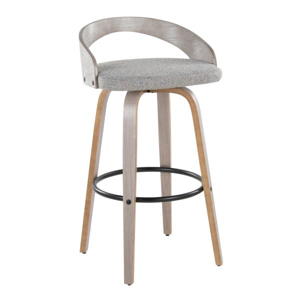 Grotto 30 Light Grey Contemporary Swivel Barstools Set of 2 3