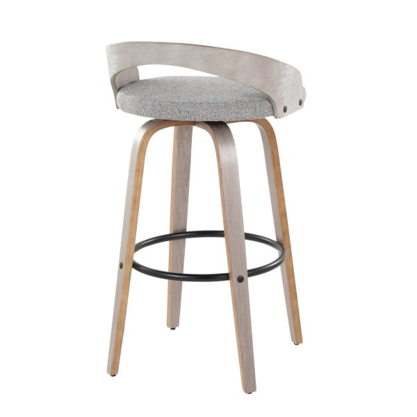 Grotto 30 Light Grey Contemporary Swivel Barstools Set of 2 5