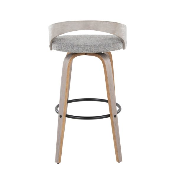 Grotto 30 Light Grey Contemporary Swivel Barstools Set of 2 6