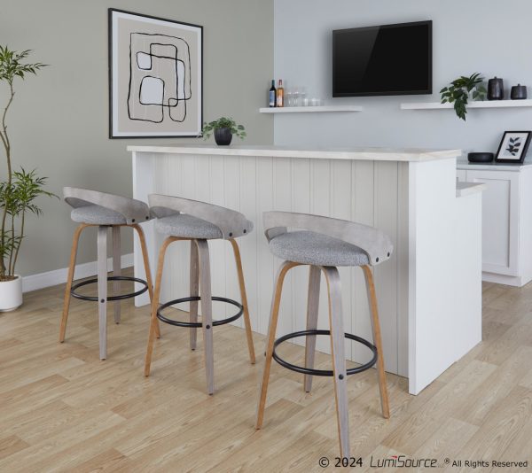 Grotto 30 Light Grey Contemporary Swivel Barstools Set of 2