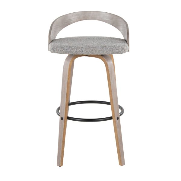 Grotto 30 Light Grey Contemporary Swivel Barstools Set of 2 7