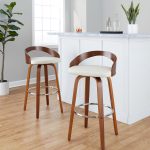 Grotto 30 Mid-Century Cream Swivel Barstool Walnut (Set of 2) 16 Grotto 30 Mid-Century Cream Swivel Barstool Walnut (Set of 2)