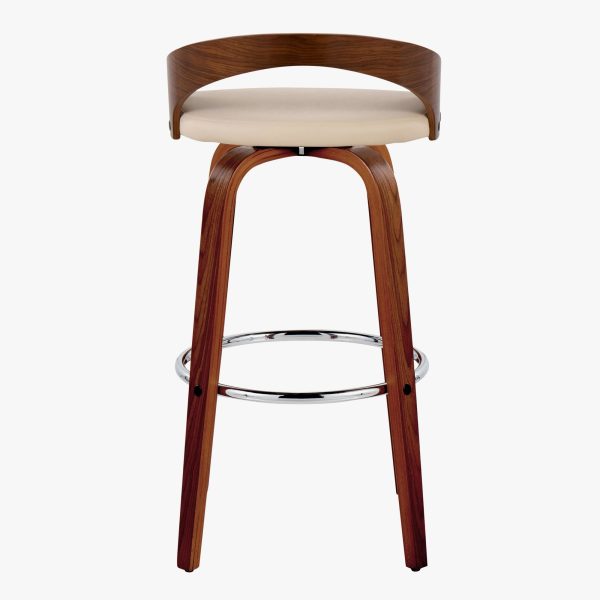 Grotto 30 Mid Century Cream Swivel Barstool Walnut Set of 2 10