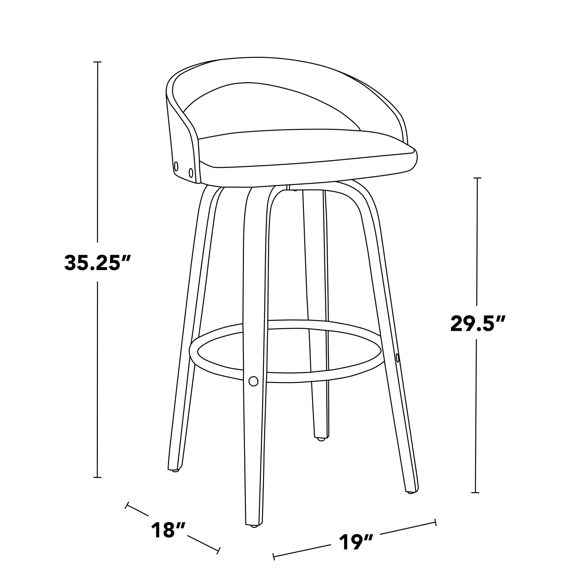 Grotto 30 Mid-Century Cream Swivel Barstool Walnut (Set of 2) 13 Grotto 30 Mid-Century Cream Swivel Barstool Walnut (Set of 2) - Image 13