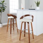 Grotto 30 Mid-Century Cream Swivel Barstool Walnut (Set of 2) 15 Grotto 30 Mid-Century Cream Swivel Barstool Walnut (Set of 2)