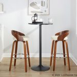 Grotto 30 Mid-Century Cream Swivel Barstool Walnut (Set of 2) 18 Grotto 30 Mid-Century Cream Swivel Barstool Walnut (Set of 2)