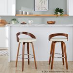 Grotto 30 Mid-Century Cream Swivel Barstool Walnut (Set of 2) 19 Grotto 30 Mid-Century Cream Swivel Barstool Walnut (Set of 2)